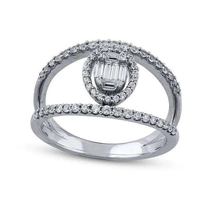 050 CT TW Composite Oval Natural Diamond Frame Open Ring in Solid 10K White Gold Goldia Rings 050 CT TW Composite Oval Natural Diamond Frame Open Ring in Solid 10K White Gold Goldia Rings