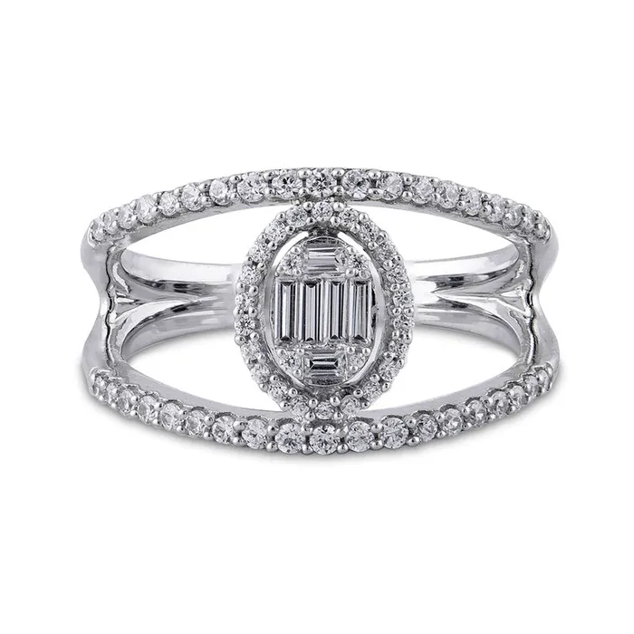 050 CT TW Composite Oval Natural Diamond Frame Open Ring in Solid 10K White Gold Goldia Rings 050 CT TW Composite Oval Natural Diamond Frame Open Ring in Solid 10K White Gold Goldia Rings