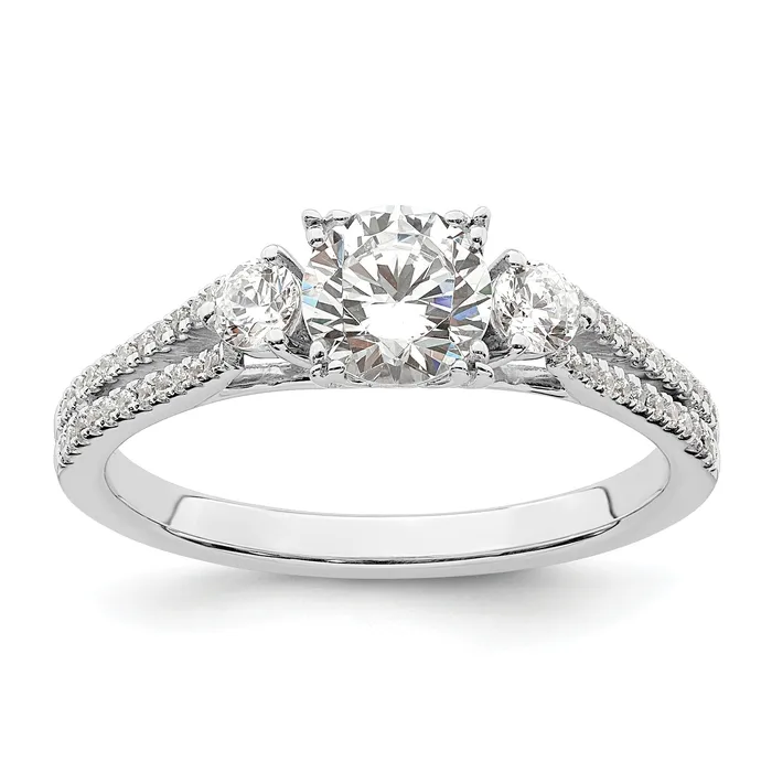 075ct CZ Solid Real 14k White Polish 3 Stone 34ct Round Eng Dia Ring Goldia Rings 075ct CZ Solid Real 14k White Polish 3 Stone 34ct Round Eng Dia Ring Goldia Rings