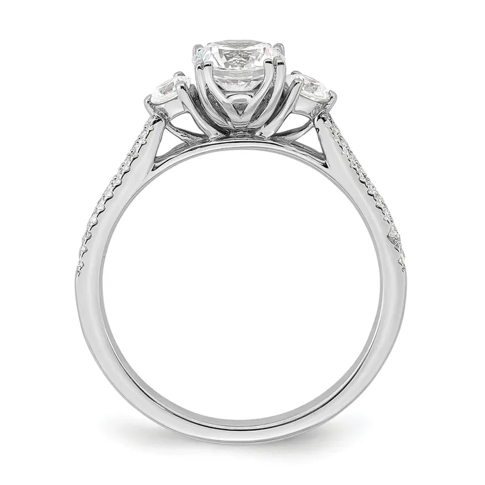 075ct CZ Solid Real 14k White Polish 3 Stone 34ct Round Eng Dia Ring Goldia Rings
