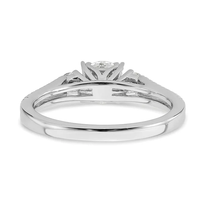 075ct CZ Solid Real 14k White Polish 3 Stone 34ct Round Eng Dia Ring Goldia Rings