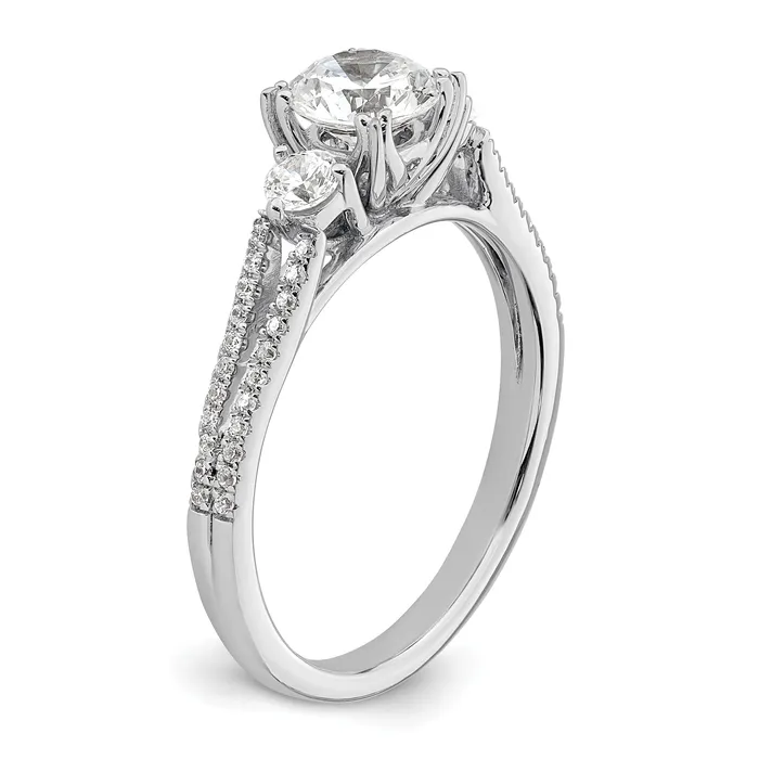 075ct CZ Solid Real 14k White Polish 3 Stone 34ct Round Eng Dia Ring Goldia Rings