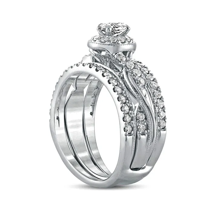 10 CT TW Oval Natural Diamond Frame Twist Shank Antique VintageStyle Bridal Engagement Ring Set in Solid 14K White Gold Goldia Rings 10 CT TW Oval Natural Diamond Frame Twist Shank Antique VintageStyle Bridal Engagement Ring Set in Solid 14K White Gold Goldia Rings