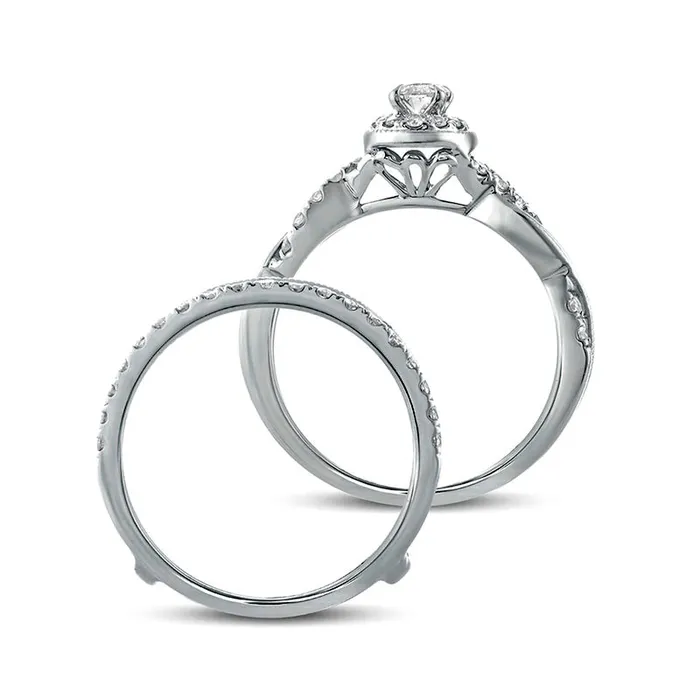 10 CT TW Oval Natural Diamond Frame Twist Shank Antique VintageStyle Bridal Engagement Ring Set in Solid 14K White Gold Goldia Rings 10 CT TW Oval Natural Diamond Frame Twist Shank Antique VintageStyle Bridal Engagement Ring Set in Solid 14K White Gold Goldia Rings