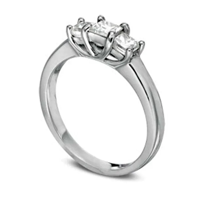 10 CT TW PrincessCut Natural Diamond Three Stone Engagement Ring in Solid 14K White Gold ISI2 Goldia Rings 10 CT TW PrincessCut Natural Diamond Three Stone Engagement Ring in Solid 14K White Gold ISI2 Goldia Rings