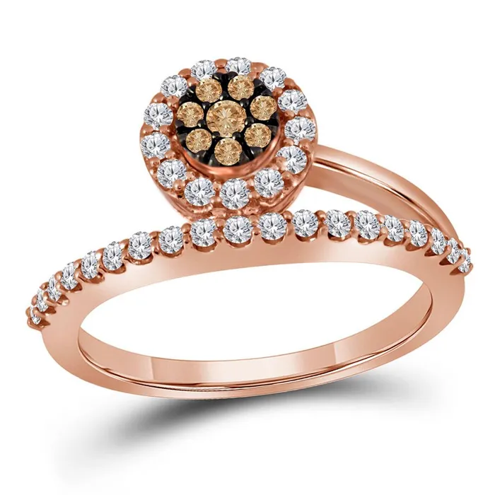 10k Rose Gold Round Brown Diamond Cluster Ring 12 Cttw gndatlanta Rings