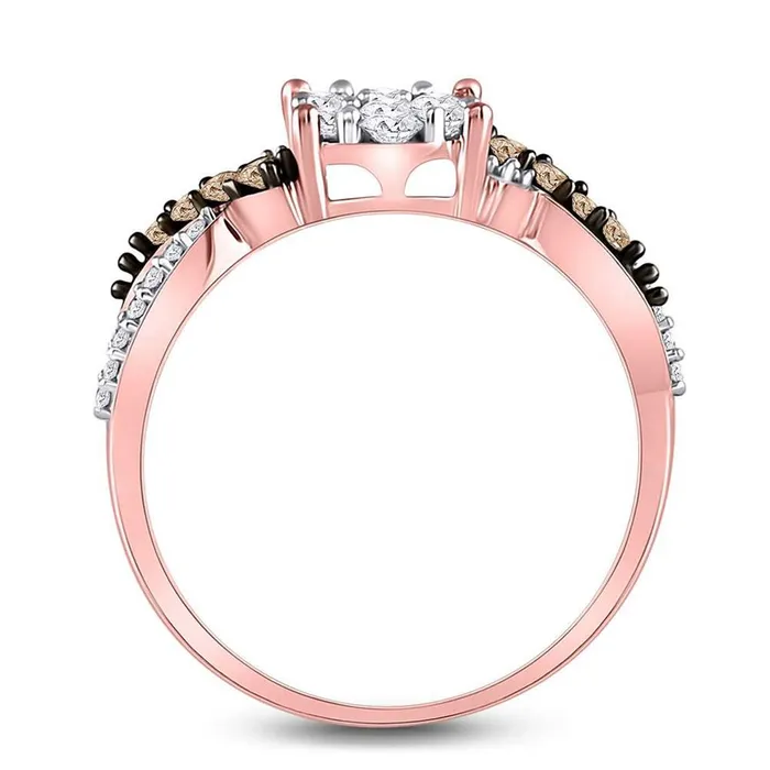 10k Rose Gold Round Brown Diamond Cluster Ring 12 Cttw gndatlanta Rings