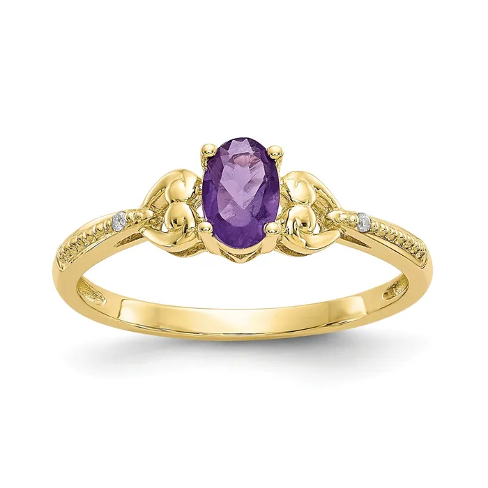 10K Yellow Gold Amethyst Diamond Ring Goldiacom Rings