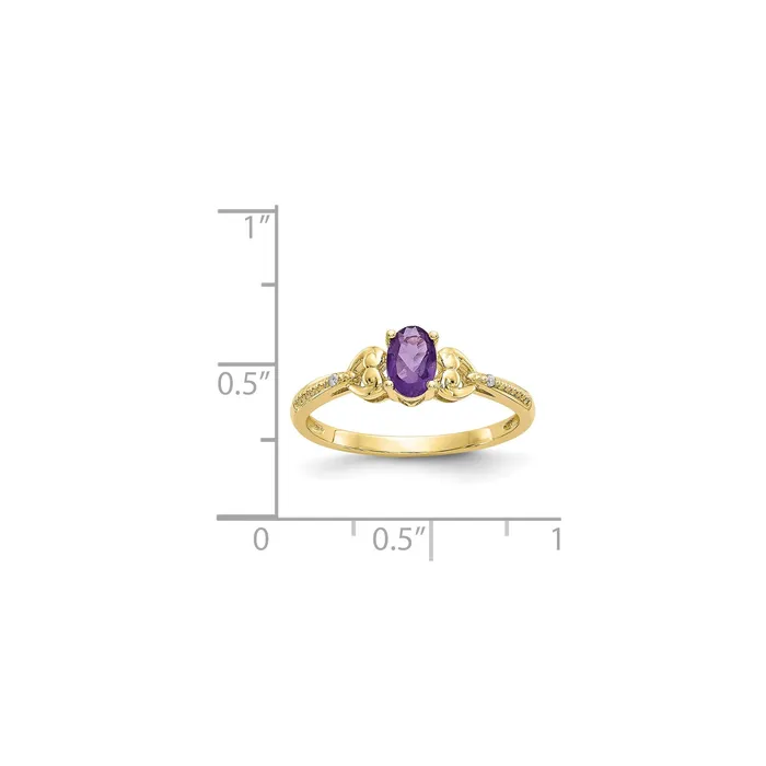 10K Yellow Gold Amethyst Diamond Ring Goldiacom Rings