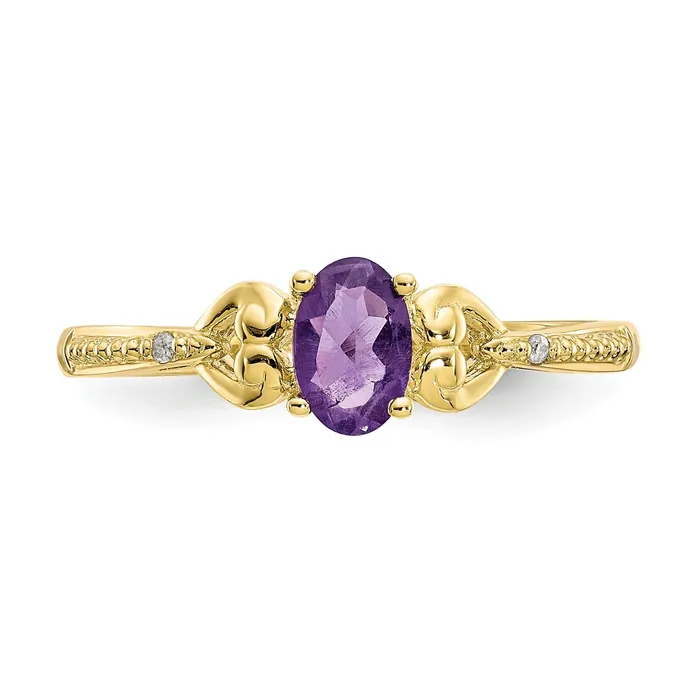 10K Yellow Gold Amethyst Diamond Ring Goldiacom Rings