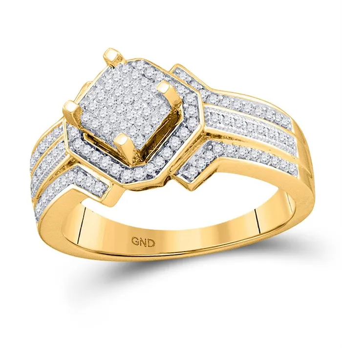 10k Yellow Gold Round Diamond Diagonal Square Frame Cluster Ring 38 Cttw gndatlanta Rings 10k Yellow Gold Round Diamond Diagonal Square Frame Cluster Ring 38 Cttw gndatlanta Rings