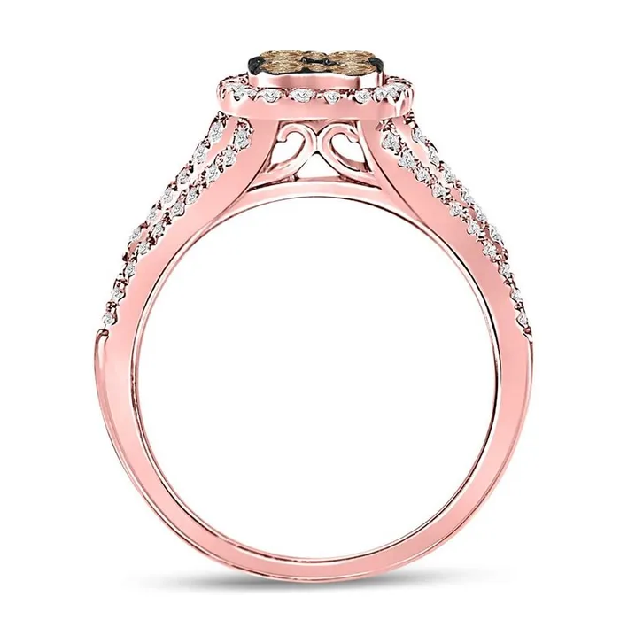 14k Rose Gold Round Brown Diamond Bridal Wedding Ring Set 1 Cttw gndatlanta Rings
