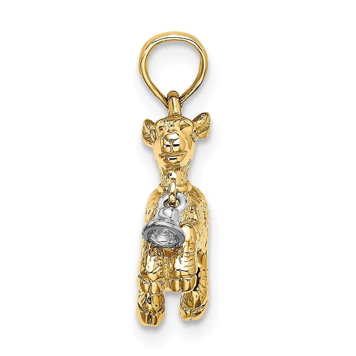 14k Twotone Gold 3D Playful Lamb w Moveable Bell Charm Goldia Rings