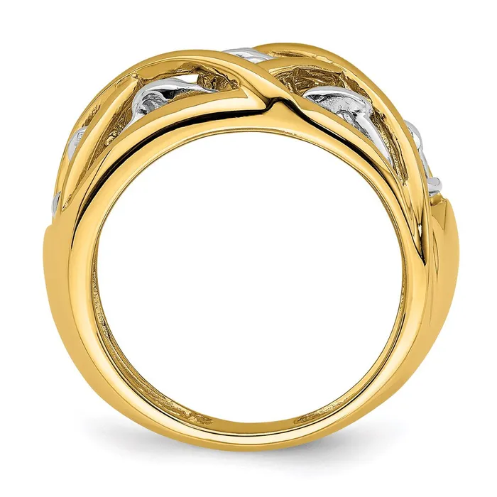 14K TwoTone Gold Vines Criss Cross Pattern Ring Goldia Rings