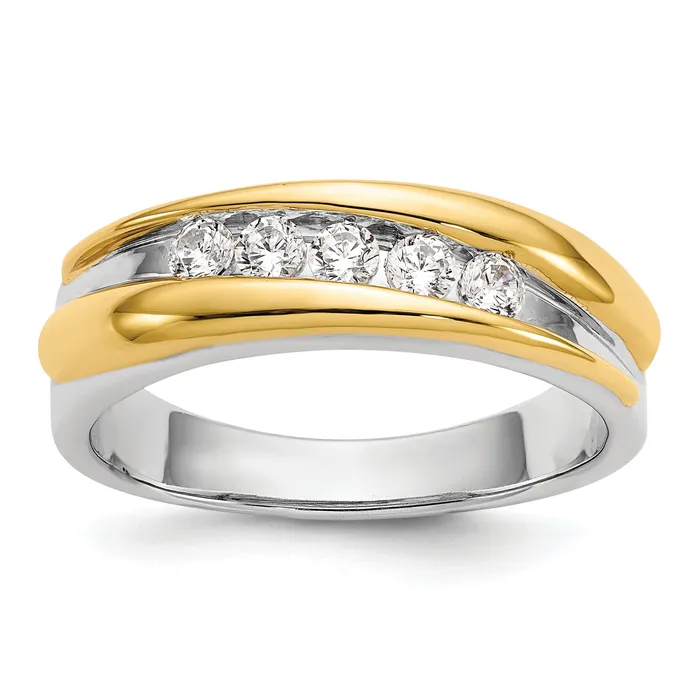 14k Twotone Two Tone 38 Ct Lab Grown Diamond VSSI G Mens Ring Goldia Rings