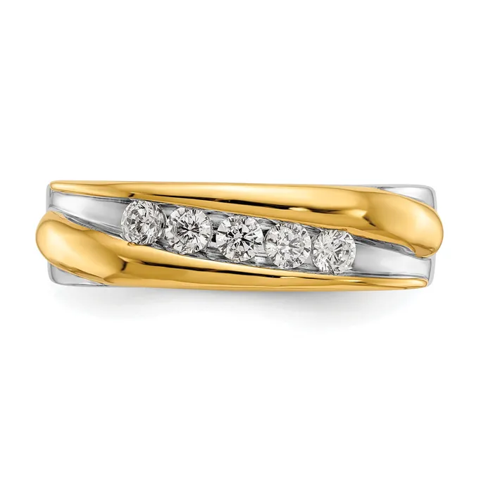 14k Twotone Two Tone 38 Ct Lab Grown Diamond VSSI G Mens Ring Goldia Rings