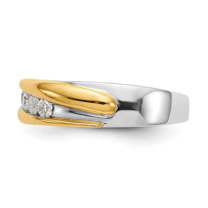 14k Twotone Two Tone 38 Ct Lab Grown Diamond VSSI G Mens Ring Goldia Rings