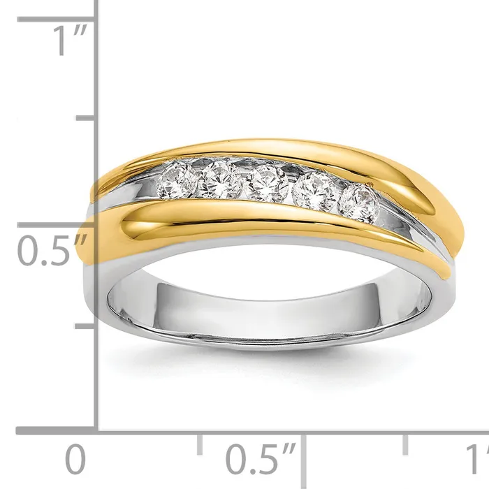 14k Twotone Two Tone 38 Ct Lab Grown Diamond VSSI G Mens Ring Goldia Rings