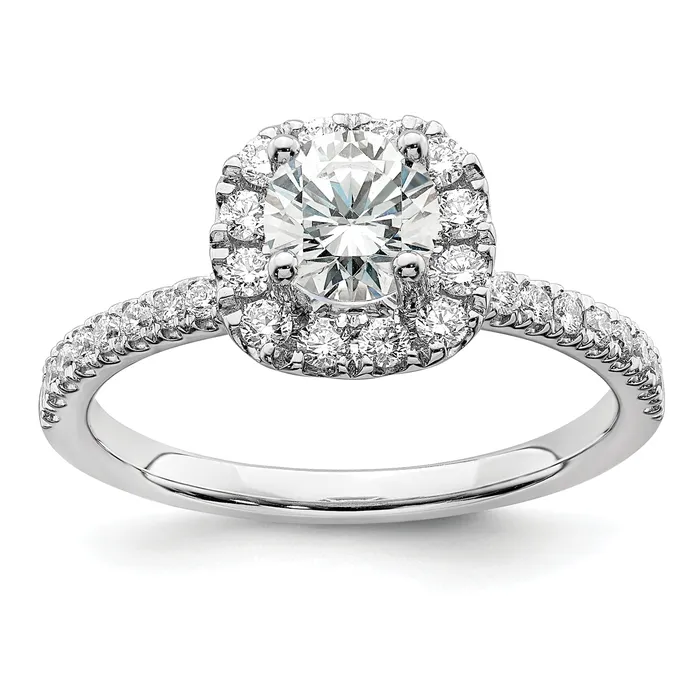 14k White Gold 1 Ct Lab Grown Diamond VSSI G Round Halo Engagement Ring Goldia Rings 14k White Gold 1 Ct Lab Grown Diamond VSSI G Round Halo Engagement Ring Goldia Rings