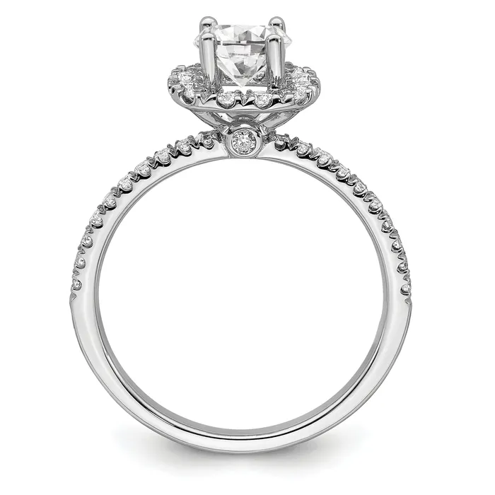 14k White Gold 1 Ct Lab Grown Diamond VSSI G Round Halo Engagement Ring Goldia Rings
