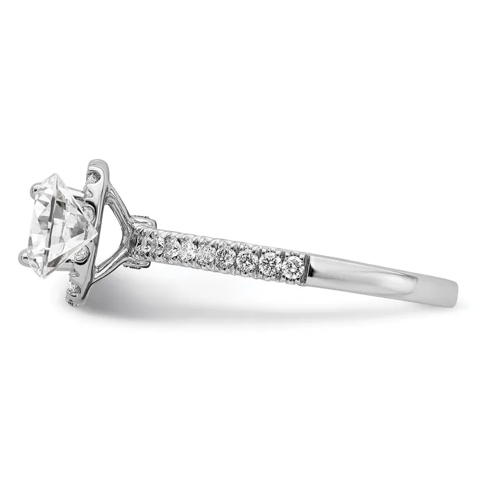 14k White Gold 1 Ct Lab Grown Diamond VSSI G Round Halo Engagement Ring Goldia Rings