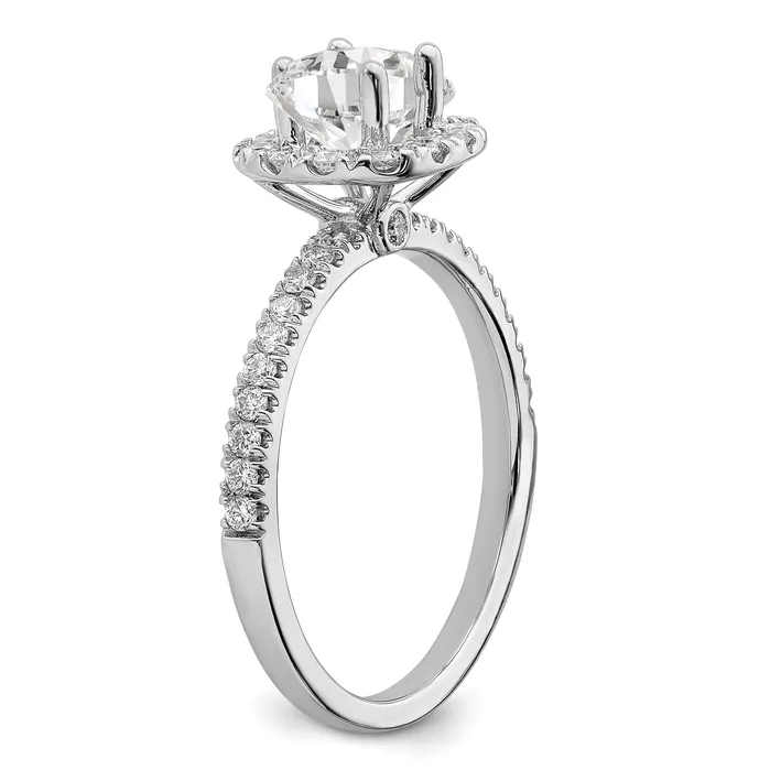 14k White Gold 1 Ct Lab Grown Diamond VSSI G Round Halo Engagement Ring Goldia Rings
