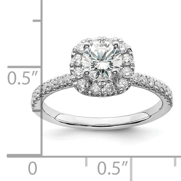 14k White Gold 1 Ct Lab Grown Diamond VSSI G Round Halo Engagement Ring Goldia Rings
