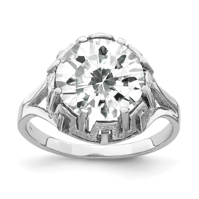 14k White Gold 10mm Cubic Zirconia Ring Goldia Rings