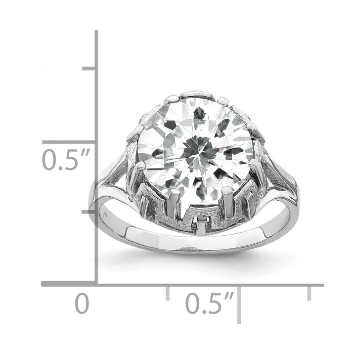 14k White Gold 10mm Cubic Zirconia Ring Goldia Rings