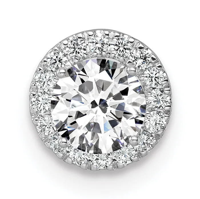 14k White Gold 2 12 Ct Lab Grown Diamond VSSI G Round Halo Chain Slide Pendant Goldia Necklaces