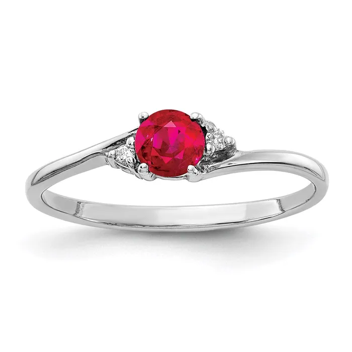 14k White Gold 4mm Ruby A Real Diamond ring Goldia Rings