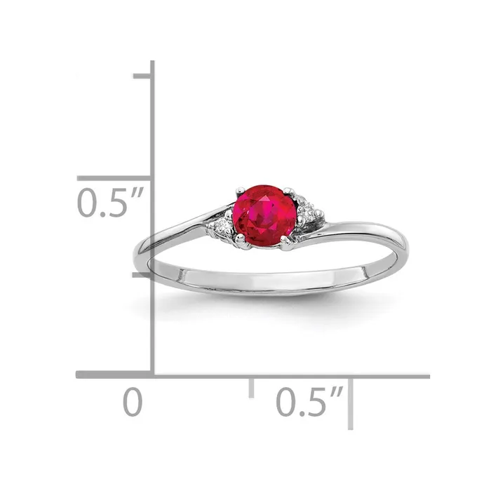 14k White Gold 4mm Ruby A Real Diamond ring Goldia Rings