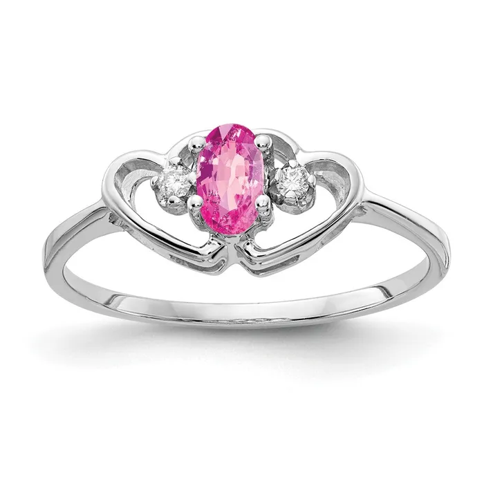 14k White Gold 5x3mm Oval Pink Sapphire VS Real Diamond ring Goldiacom Rings 14k White Gold 5x3mm Oval Pink Sapphire VS Real Diamond ring Goldiacom Rings