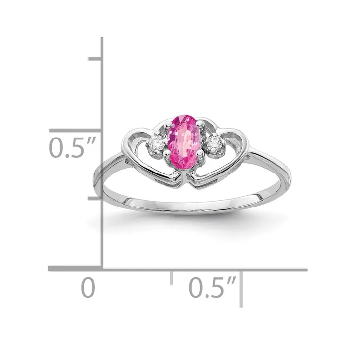 14k White Gold 5x3mm Oval Pink Sapphire VS Real Diamond ring Goldiacom Rings