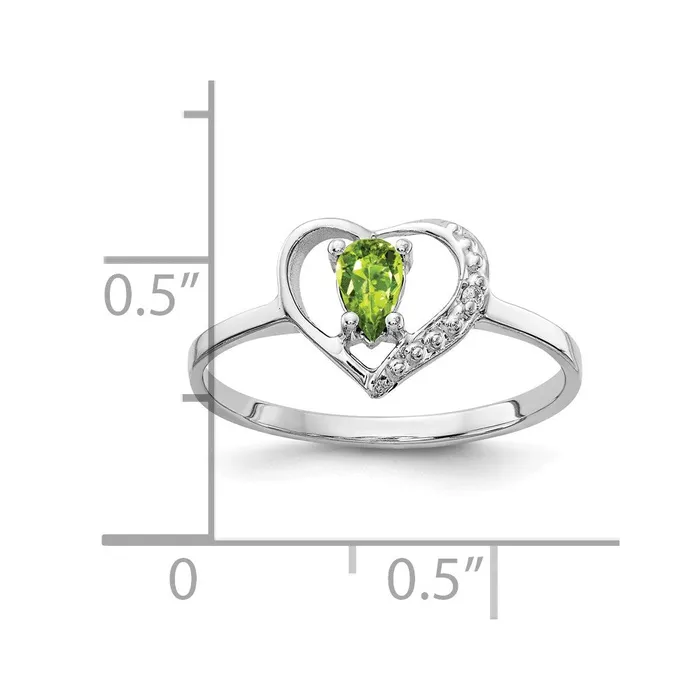 14k White Gold 5x3mm Pear Peridot AA Real Diamond ring Goldiacom Rings