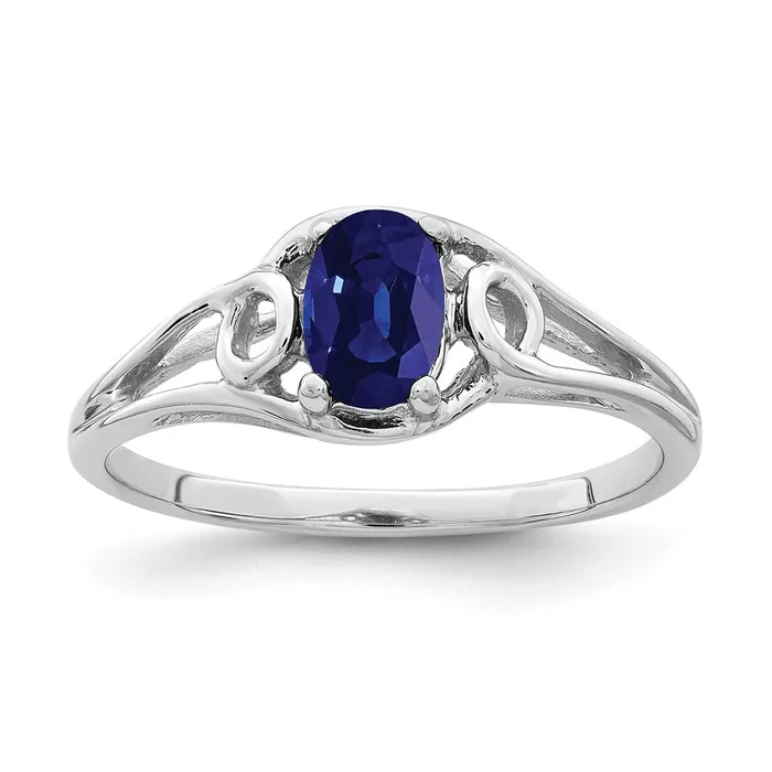 14k White Gold 7x5mm Oval Sapphire ring Goldia Rings