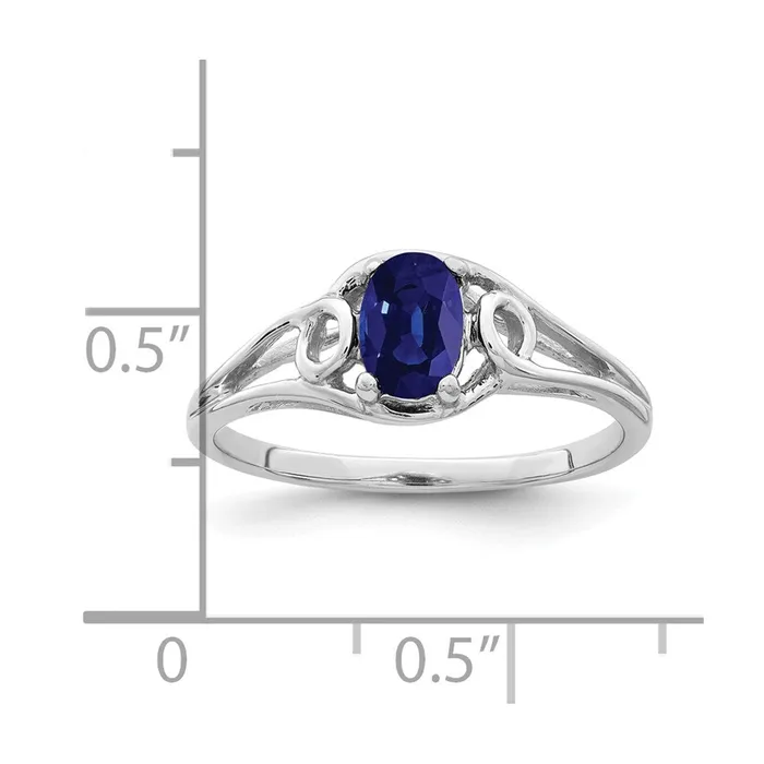 14k White Gold 7x5mm Oval Sapphire ring Goldia Rings