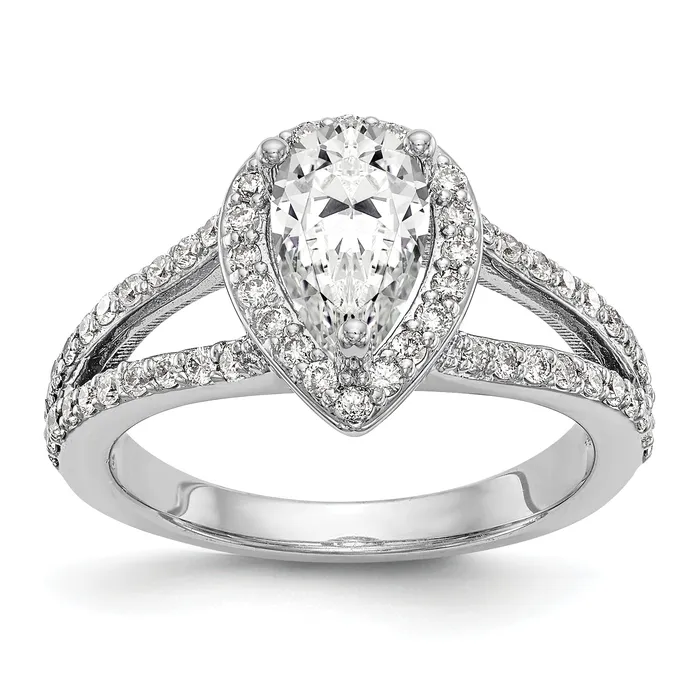 14K White Gold Diamond Pear CZ Pear Halo Engagement Ring Goldiacom Rings