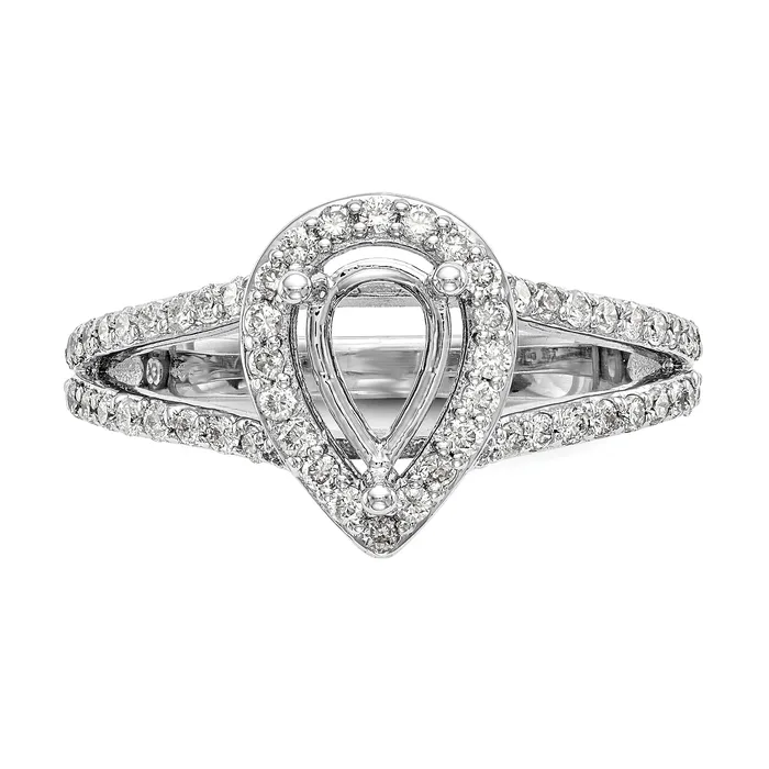 14K White Gold Diamond Pear CZ Pear Halo Engagement Ring Goldiacom Rings