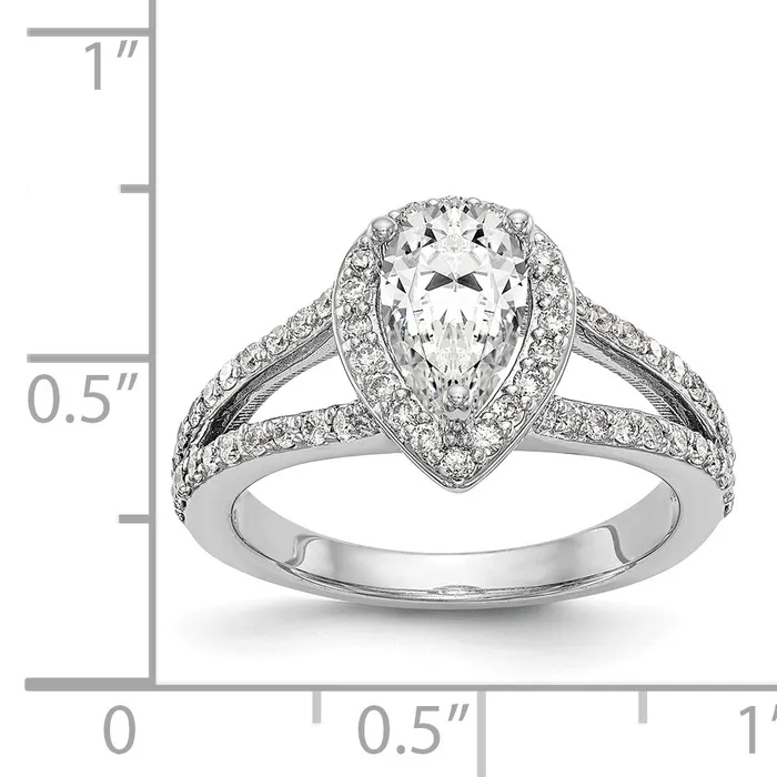 14K White Gold Diamond Pear CZ Pear Halo Engagement Ring Goldiacom Rings