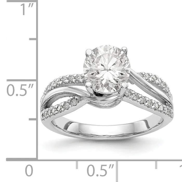 14k White Gold Diamond Round CZ Criss Cross Engagement Ring Goldiacom Rings