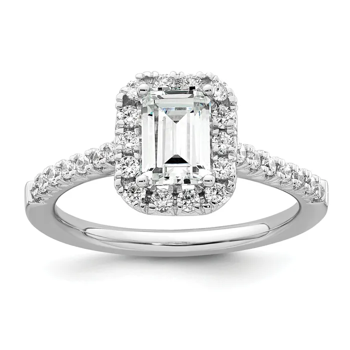 14K White Gold Lab Grown Diamond VSSI G Emerald Halo Semimount Engagement R Goldia Rings 14K White Gold Lab Grown Diamond VSSI G Emerald Halo Semimount Engagement R Goldia Rings