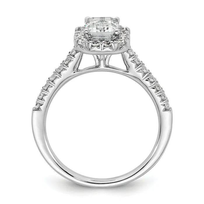14K White Gold Lab Grown Diamond VSSI G Emerald Halo Semimount Engagement R Goldia Rings
