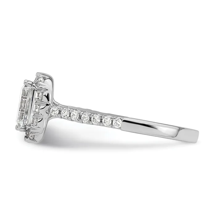 14K White Gold Lab Grown Diamond VSSI G Emerald Halo Semimount Engagement R Goldia Rings