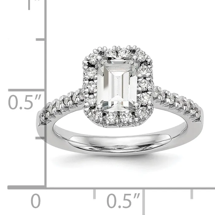 14K White Gold Lab Grown Diamond VSSI G Emerald Halo Semimount Engagement R Goldia Rings