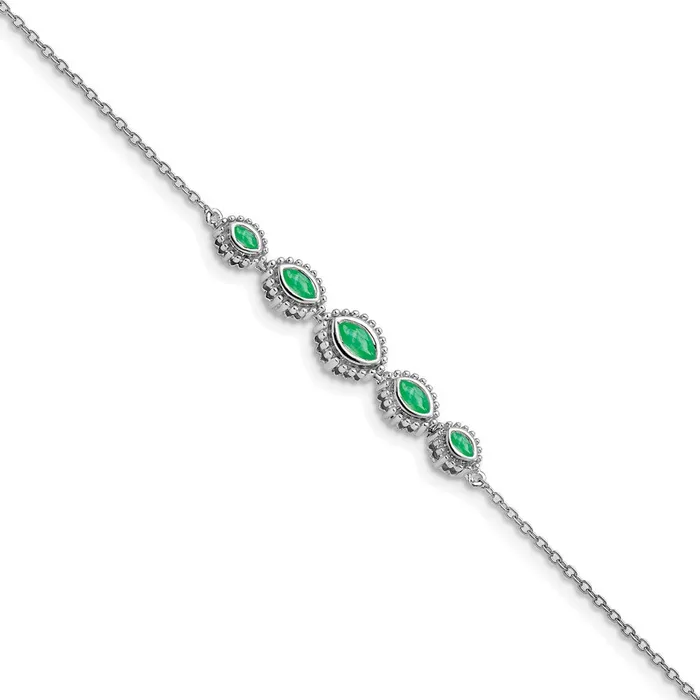 14k White Gold Marquise Emerald Bracelet goldiaca Bracelets