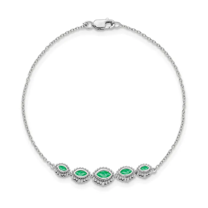 14k White Gold Marquise Emerald Bracelet goldiaca Bracelets