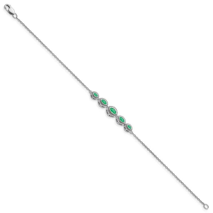 14k White Gold Marquise Emerald Bracelet goldiaca Bracelets