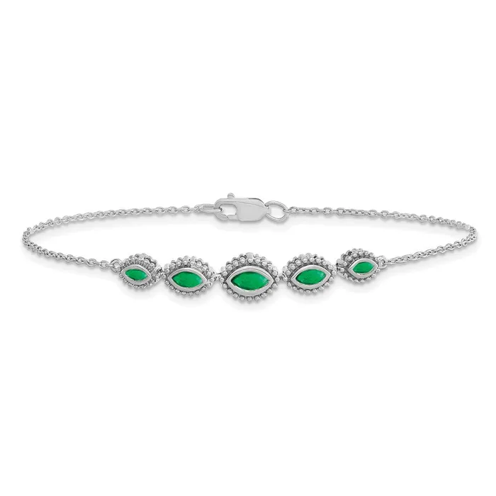 14k White Gold Marquise Emerald Bracelet goldiaca Bracelets