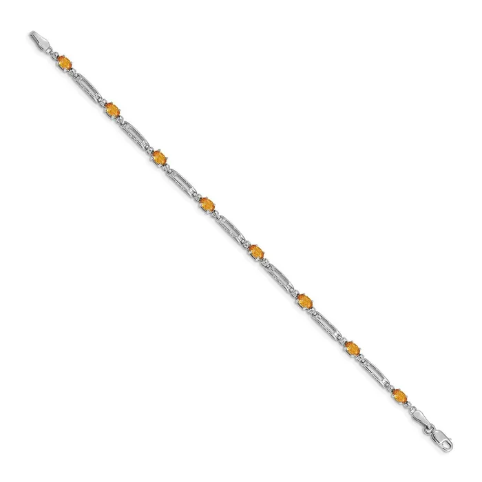 14k White Gold Natural Diamond and Citrine Bracelet goldiaca Bracelets